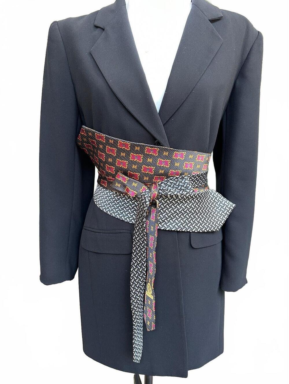 Upcycled Silk Necktie Obi Belt | Handmade Corset Style Belt | One-of-a-Kind | OS